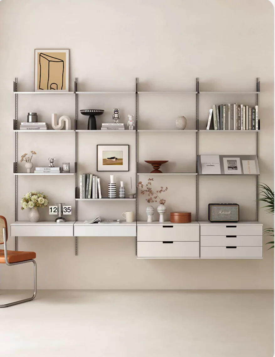 & Steel Plate Wall-mounted Shelves for the Living Room, with a Track for Adjustable Simple Display Racks and Display Stands.