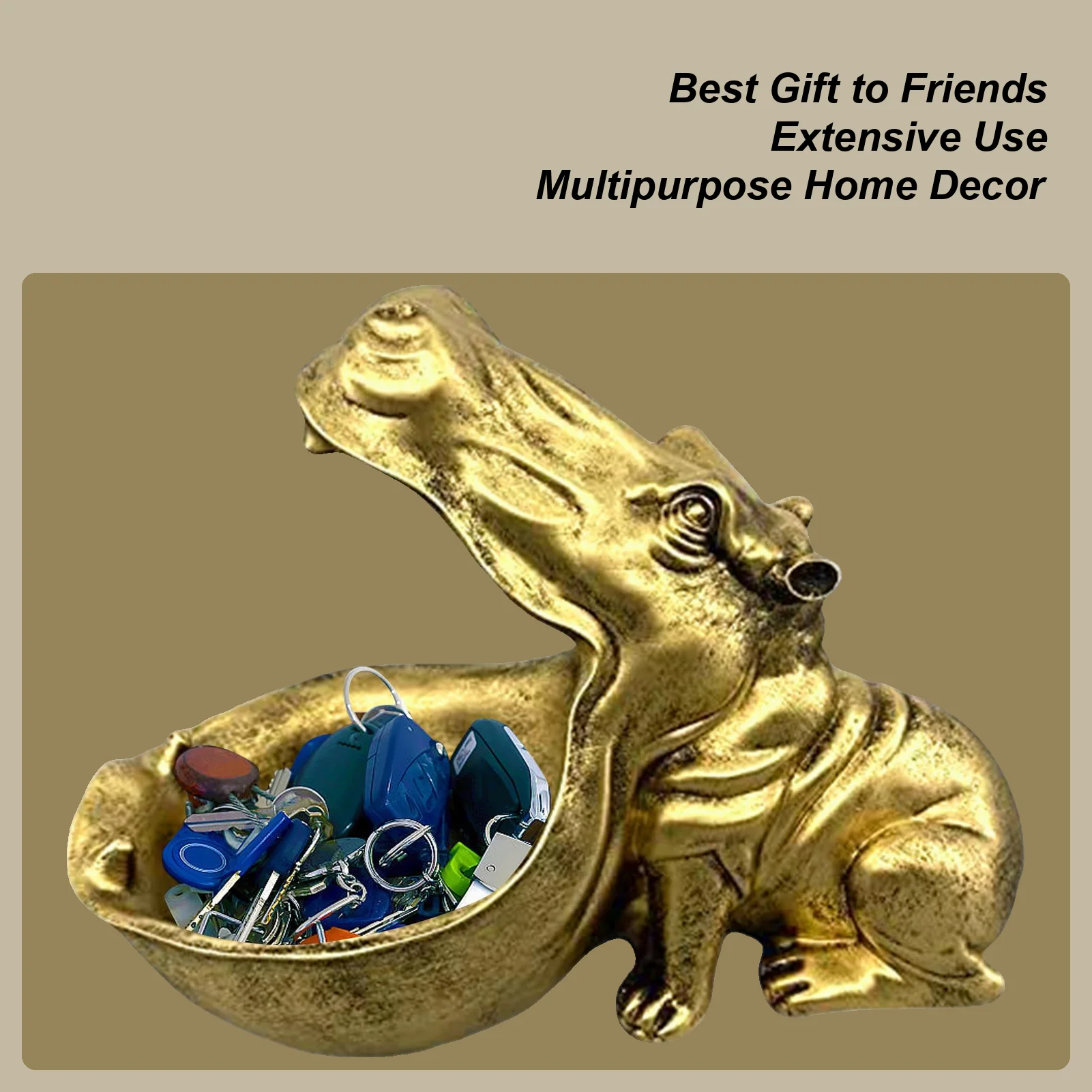 

Многофункциональная конфетница-статуэтка в виде забавного бегемота из смолы, поднос для хранения