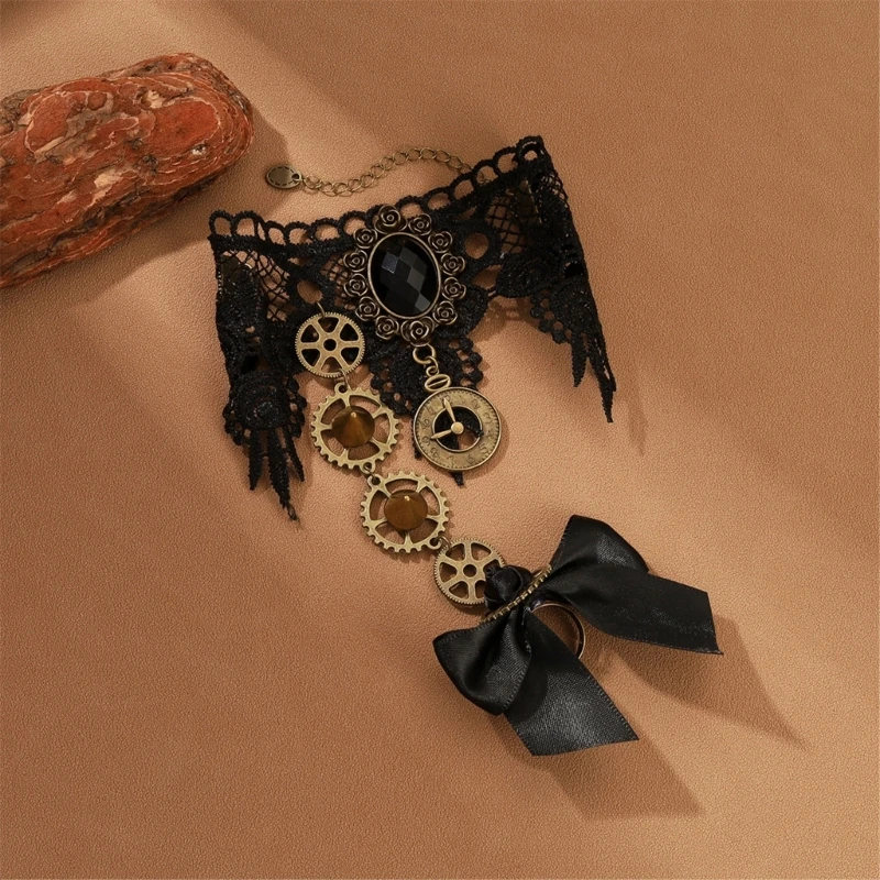 Gothic Lace Necklaces Elaborate Bracelets for Casual Date Party Wedding Club