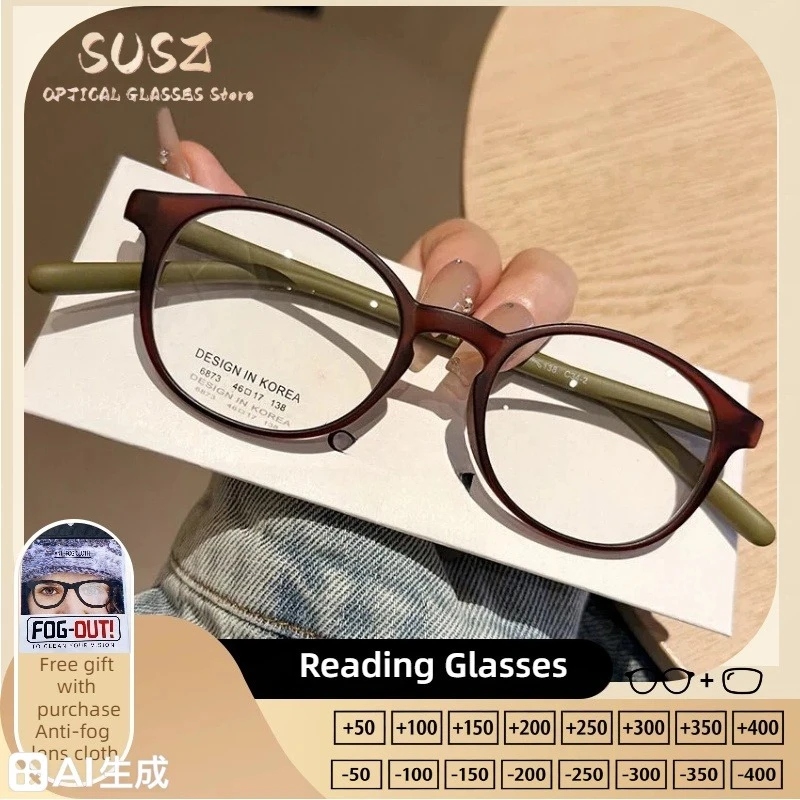 

SUSZ Classic Retro Fashion Oval Frame Anti Blue Light Reading Glasses Customized Prescription Myopia Computer Eyeglasses