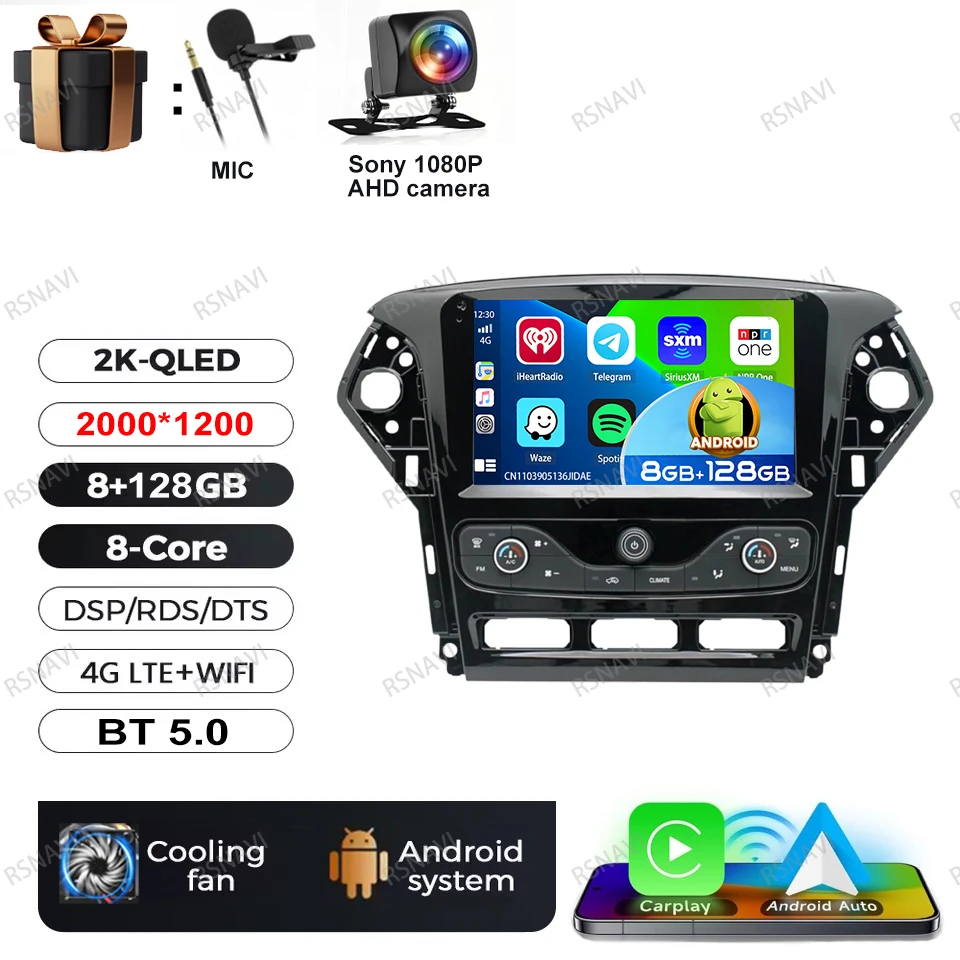 Autoradio Android 15 Voor Ford Mondeo MK4 2007-2014 DVD Viedo Speler BT 4G LTE GPS DSP Head Unit multimedia Stereo Navigatie