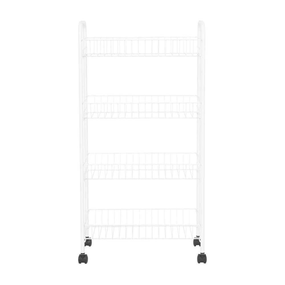 4-Tier Rolling Metal Laundry Sorter Cart with 4 Baskets Easy Organizing and Transporting Laundry Supplies