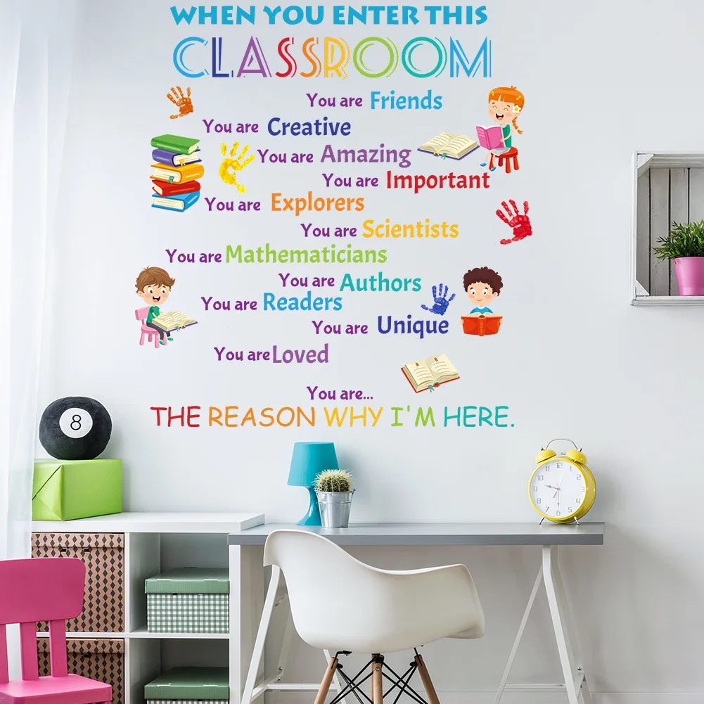 Colorful Inspirational slogan sticker for classroom school decoration self adhesive wall decor