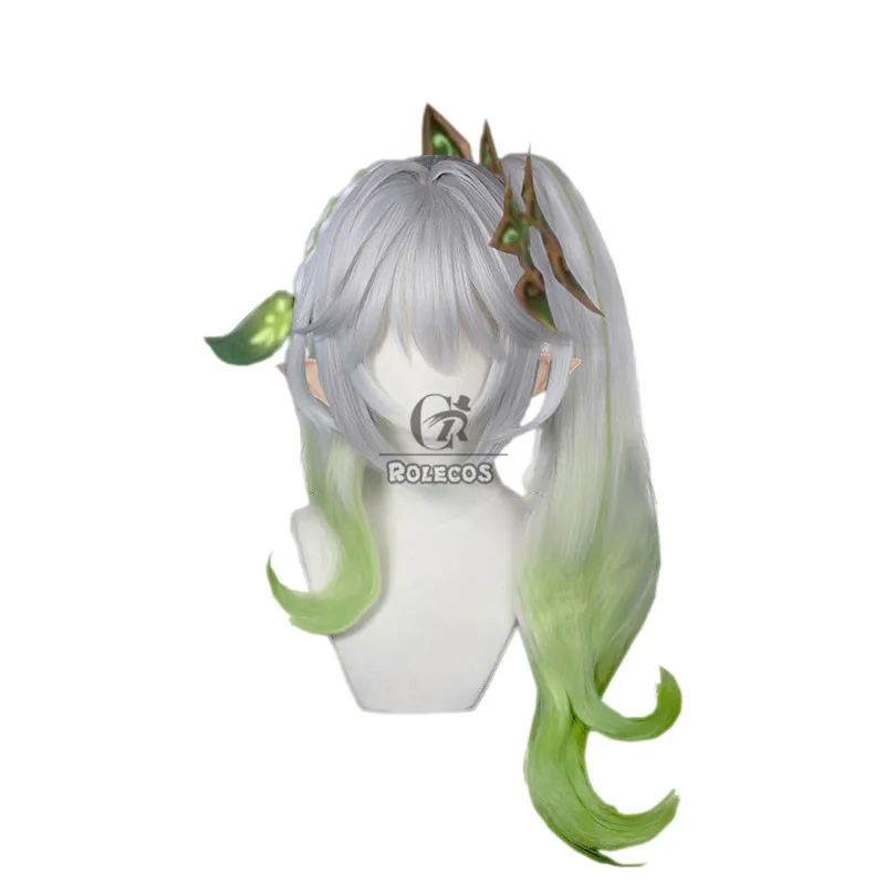 ROLECOS Genshin Impact Nahida Cosplay Wig Kusanali Cosplay Wig Women 60cm Long Ponytail Heat Resistant Synthetic Hair