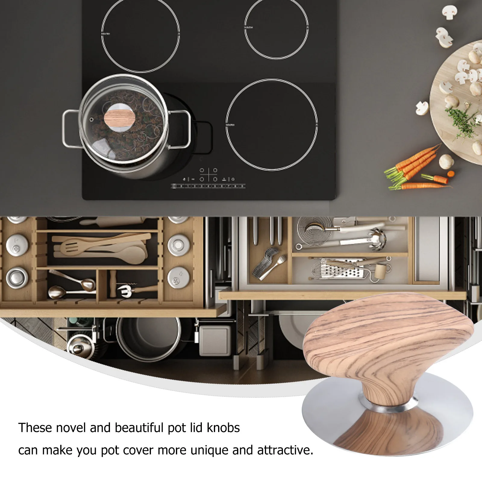 

2pcs Universal Pot Lid Knob High-Temperature Resistant Non-Slip Handle For Steamer Wok Soup Pot Replacement Cookware Accessory