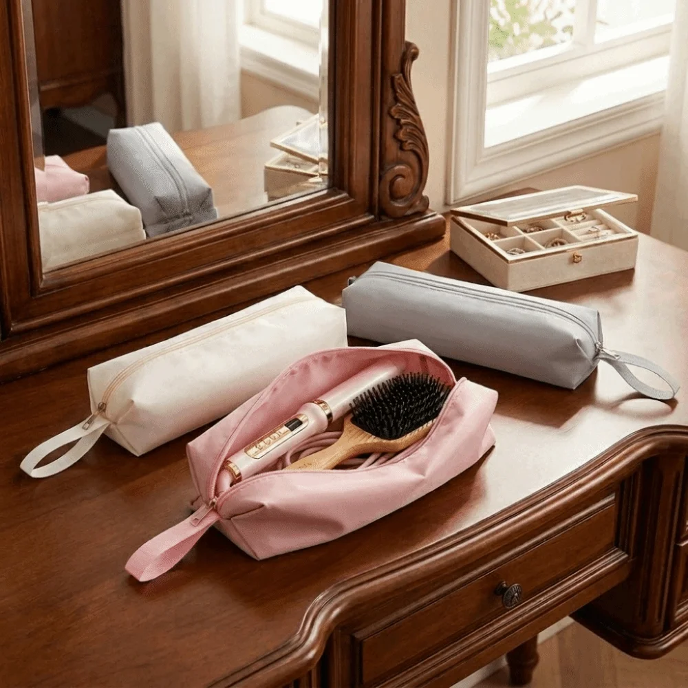 

Solid Color Hair Dryer Storage Bag Dust-proof Waterproof Curling Iron Carrying Case with Handle Zipper Large Capacity