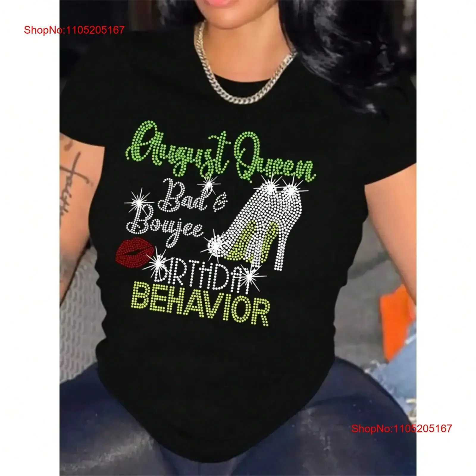 تي شيرت نسائي أسود بكعب عالٍ وطباعة شفاه كاجوال d تي شيرت عتيق مغسول برسومات أوم أنيقة وقابلة للتنفس