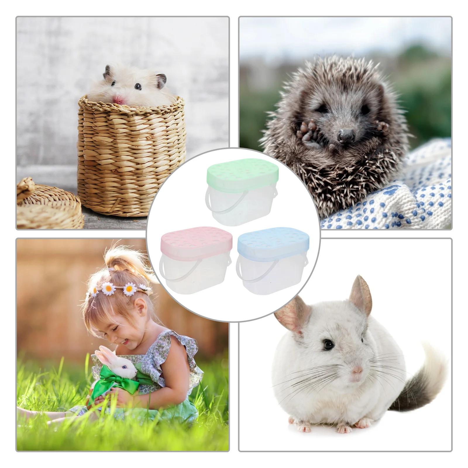 

3Pcs Pet Carrier Cases Portable Small Animal Carrier Boxes Breathable Hamster Gerbil Travel Cage Outdoor Pet Supplies