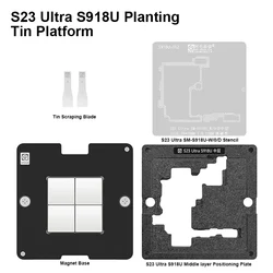 AMAOE S23Ultra Middle Layer Planting Tin Platform Set for SAMSUNG SM-918U 70*70mm 0.12mm BGA Reballing Stencil Kit