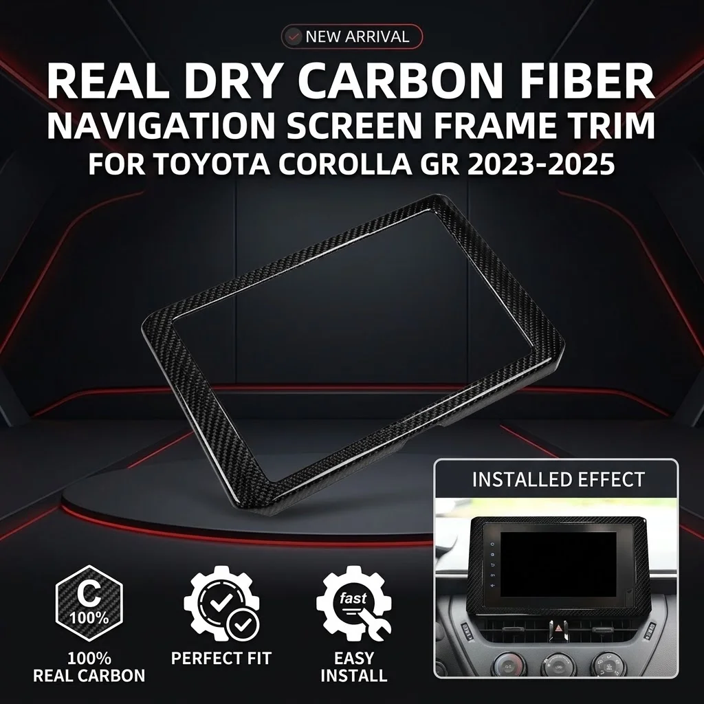 For Toyota GR Corolla 2023 2024 2025 Dry Carbon Fiber Navigation Screen Frame Overlay Trim