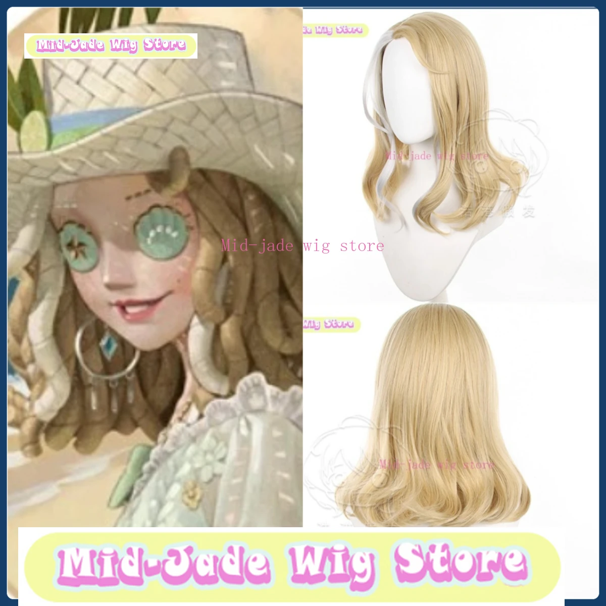 

Mid-jade Wig Store Identity V Demi Bourbon Cosplay Wig Anime Game Role-playing Costume Halloween Costume Props Synthetic Hair