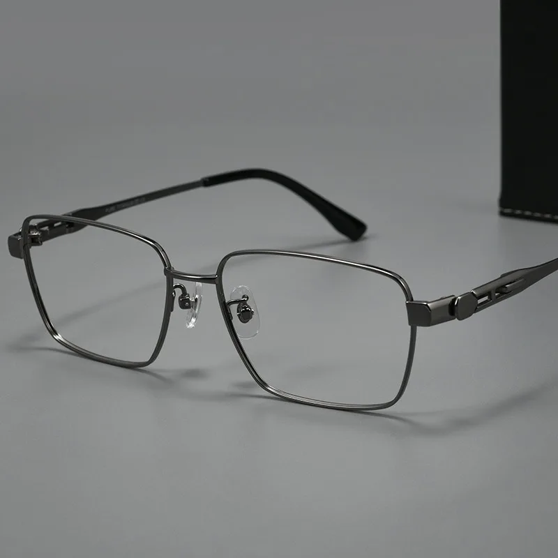 Pure titanium large frame classic prescription glasses with customizable optometry data for progressive myopia and astigmatism