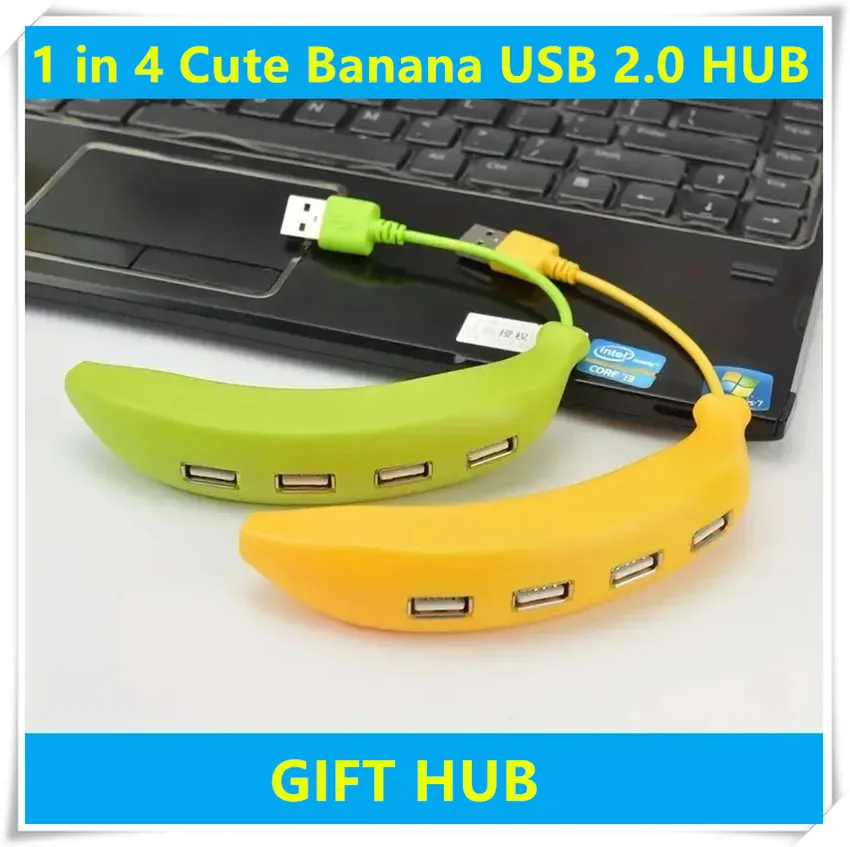 USB 2.0 Hub 4 Port Portable Splitter Cable Adapter Creative Extender Adorable Fruit Vegetable Shape Design for PC Mac Laptop