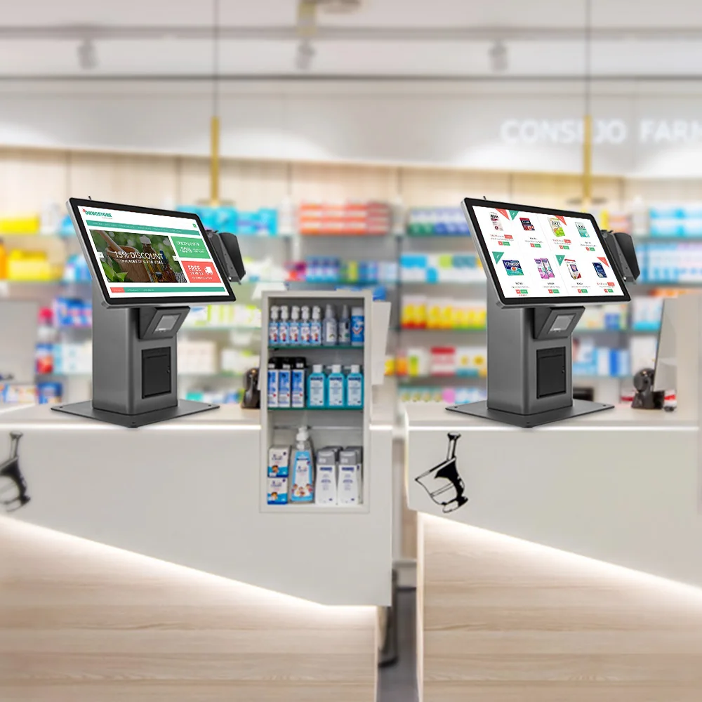 Kiosk available - design 15.6/18. 5/21.5 inch desktop scanner printer camera payment end point self-service kiosk in supermarket