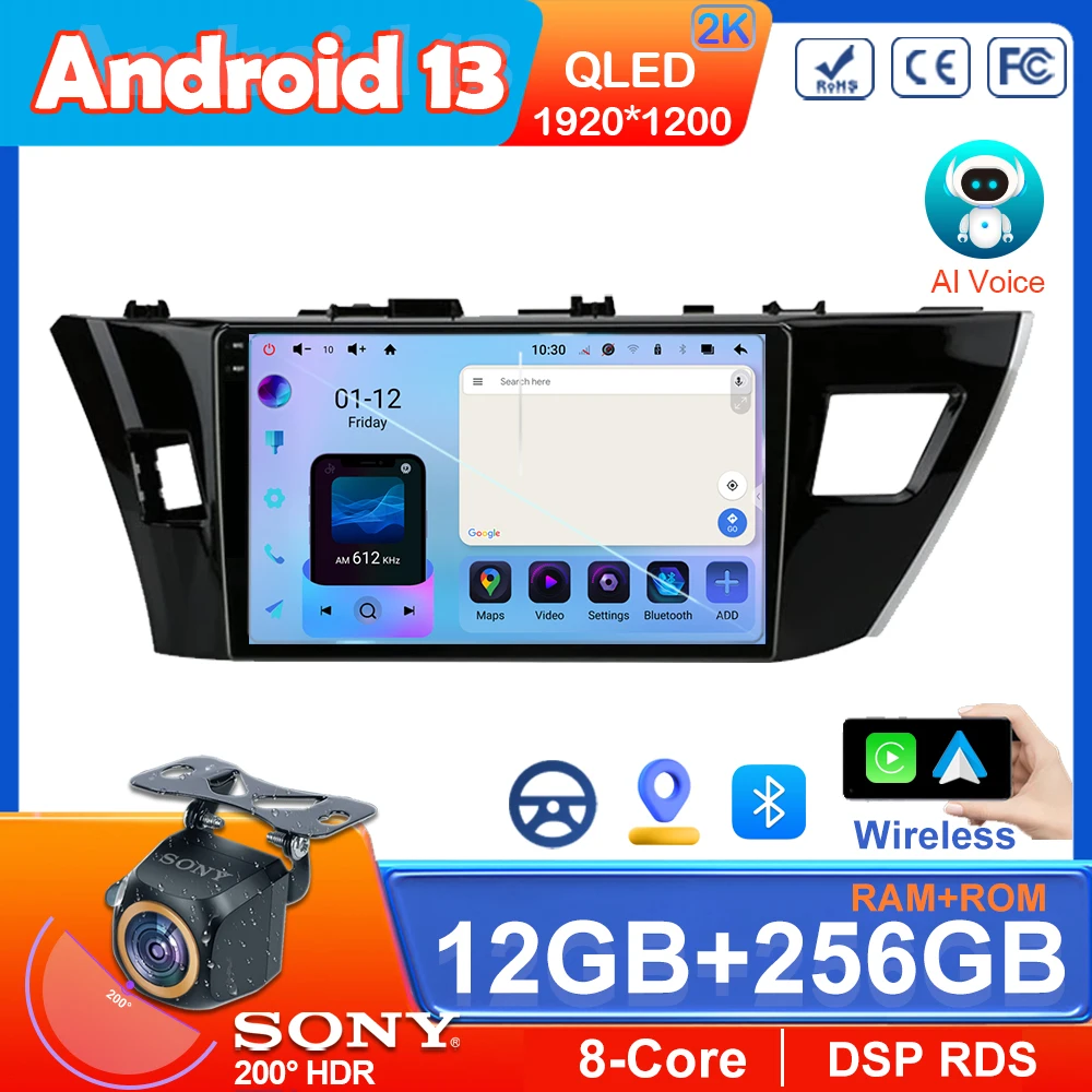 

7862 CPU For Toyota Corolla Ralink 2013-2016 4G Android 13 Car Stereo Radio Multimedia Video Player Navigation GPS No 2Din DVD