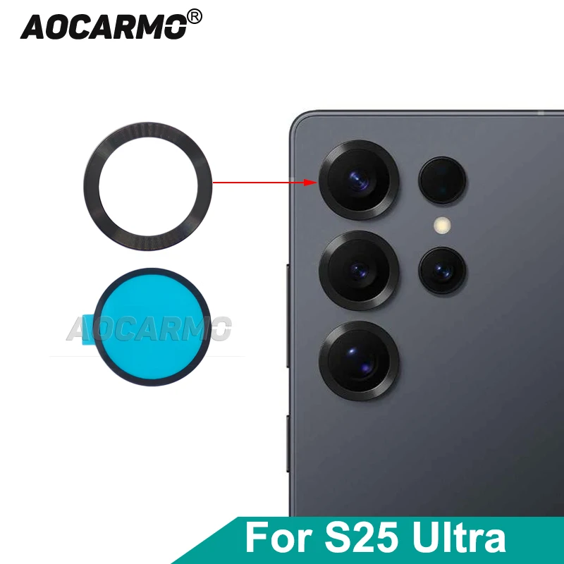 Aocarmo For Samsung Galaxy S25 Ultra SM-S938U/F/0/B S25U Rear Back Camera Lens Ring Metal Frame With Adhesive