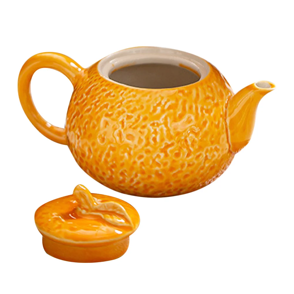 

Orange Shape Ceramic Teapot Creative Chinese Style Tea Making Pot Smooth Edge Travel Teaware for Hotel Restaurant and Daily Use