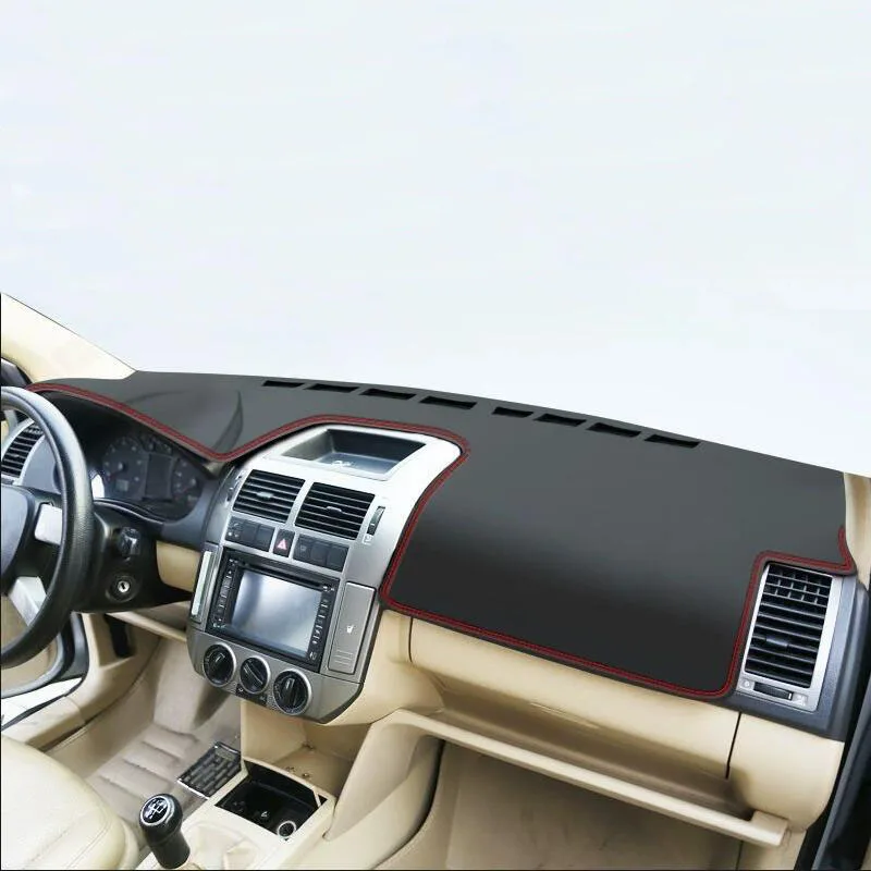 Leather Dashboard Cover Leather Dash Mat Anti-Glare Dashboard Pad For VW Polo Plus 2001 2002 2003 2004 2005 2006 2007 2008 -2018