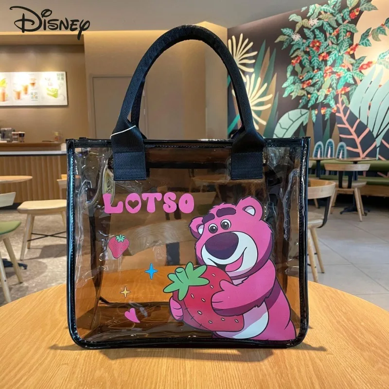 

Клубничный медведь, новинка 2025, женская сумка, модная прозрачная сумка высокого качества на плечо, универсальная сумка для хранения туалета с героями мультфильмов