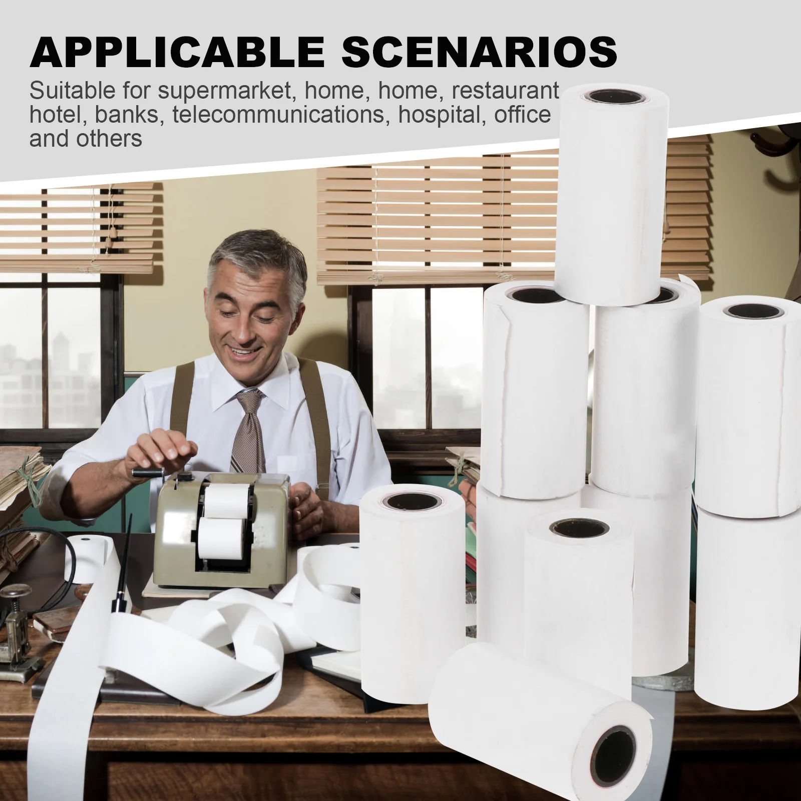 

10 Rolls Thermal Cash Register Paper Printer White Crisp Clear Smooth Long Service Supermarket Home Restaurant Hotel