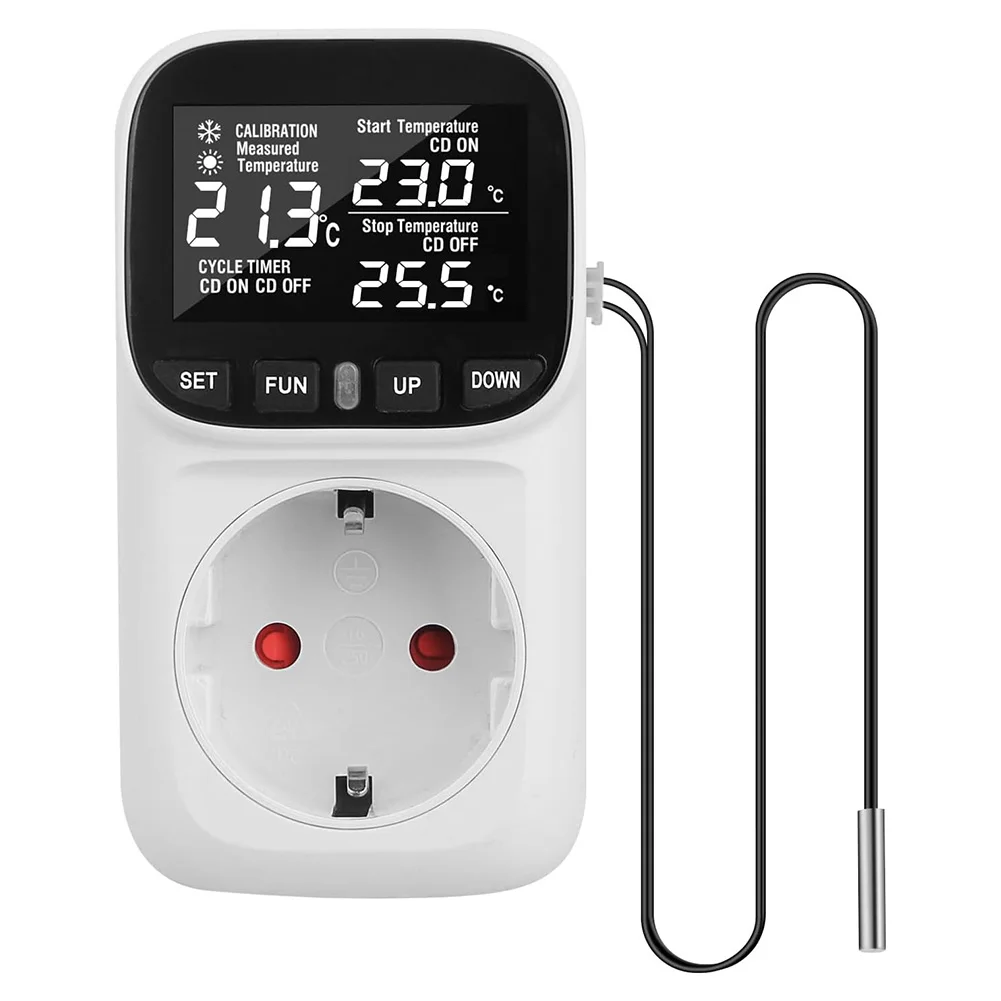 For EU Outlets 16A 230V Relay Temp Controller Home Aquarium Control Reliable Temperature Measurement Tool Digital Thermostat