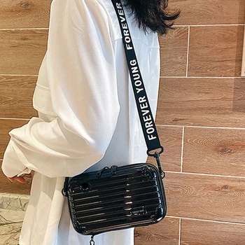 남녀공용 심플한 경량 박스 백, 트렌디한 하드 케이스, 숄더백, 쉘 지퍼, 단색, 메신저 백 