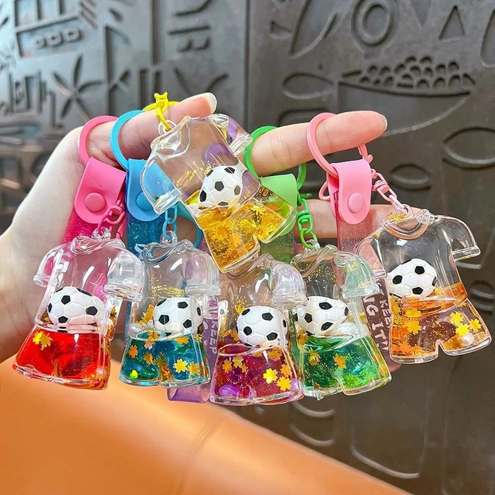 Pendant Football Jersey Quicksand Bottle Transparent Mini Soccer Kit Key Chain Candy Color Flowing