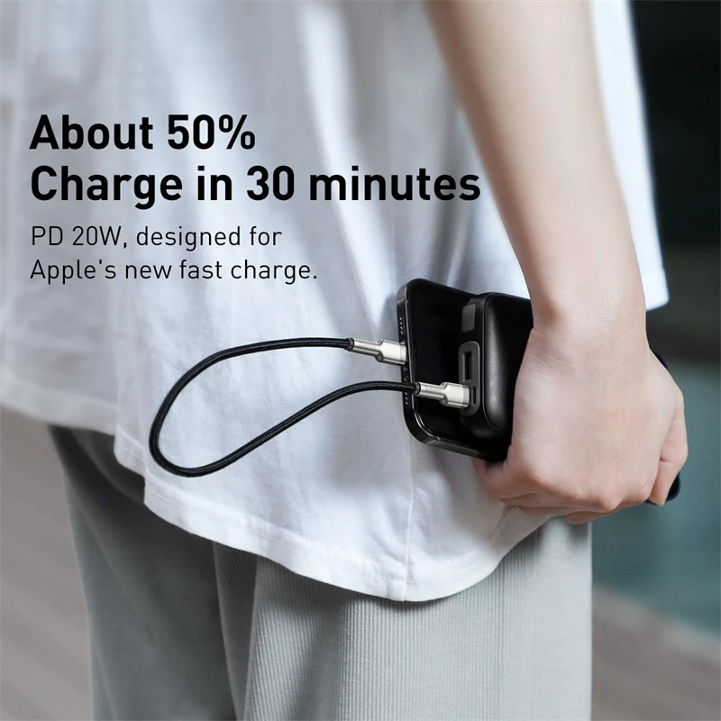 Baseus kabel USB C dla iPhone 13 12 Pro Max PD 20W szybki kabel ładowania dla iPhone 11 8 ładowarka kabel USB typu C dla Macbook Pro — zdjęcie produktu 3