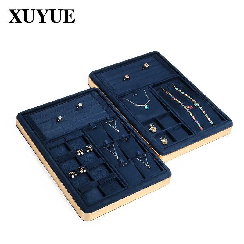 New jewelry props blue metal tray necklace ring jewelry look pallet jewelry storage display display plate