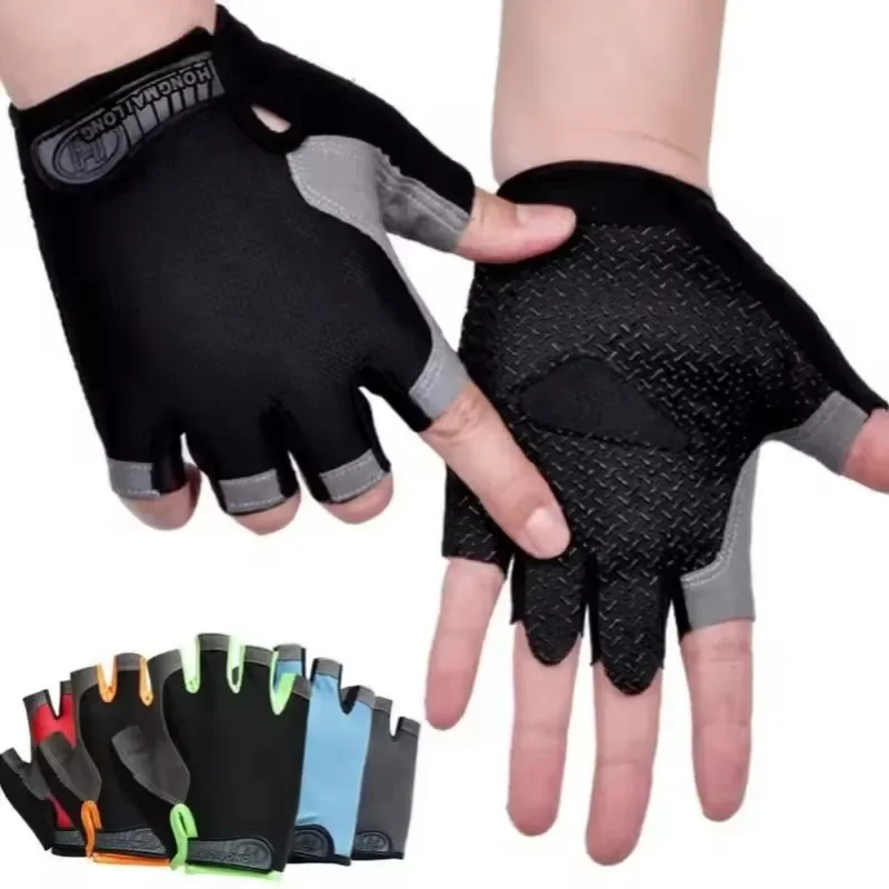 Anti-Slip Fingerless Gym Gloves Shock-Absorbing Breathable Sports Gloves for Training Lifting Weight Cycling