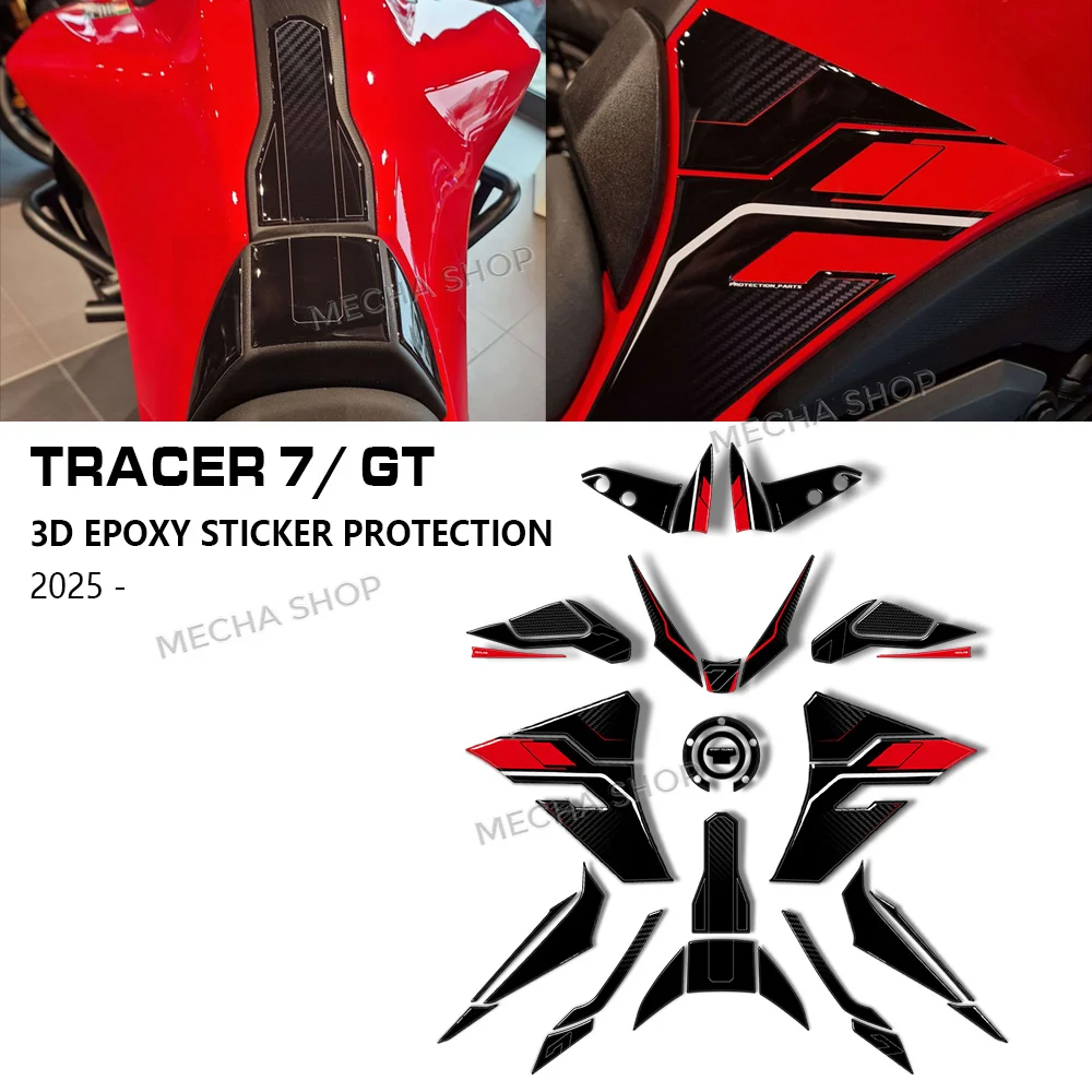 

tracer 7 accessories Motorcycle 3D Resin Sticker Tank Pad Protection Kit Hand Guard Decal For Tracer 7-7 GT 2025-2026