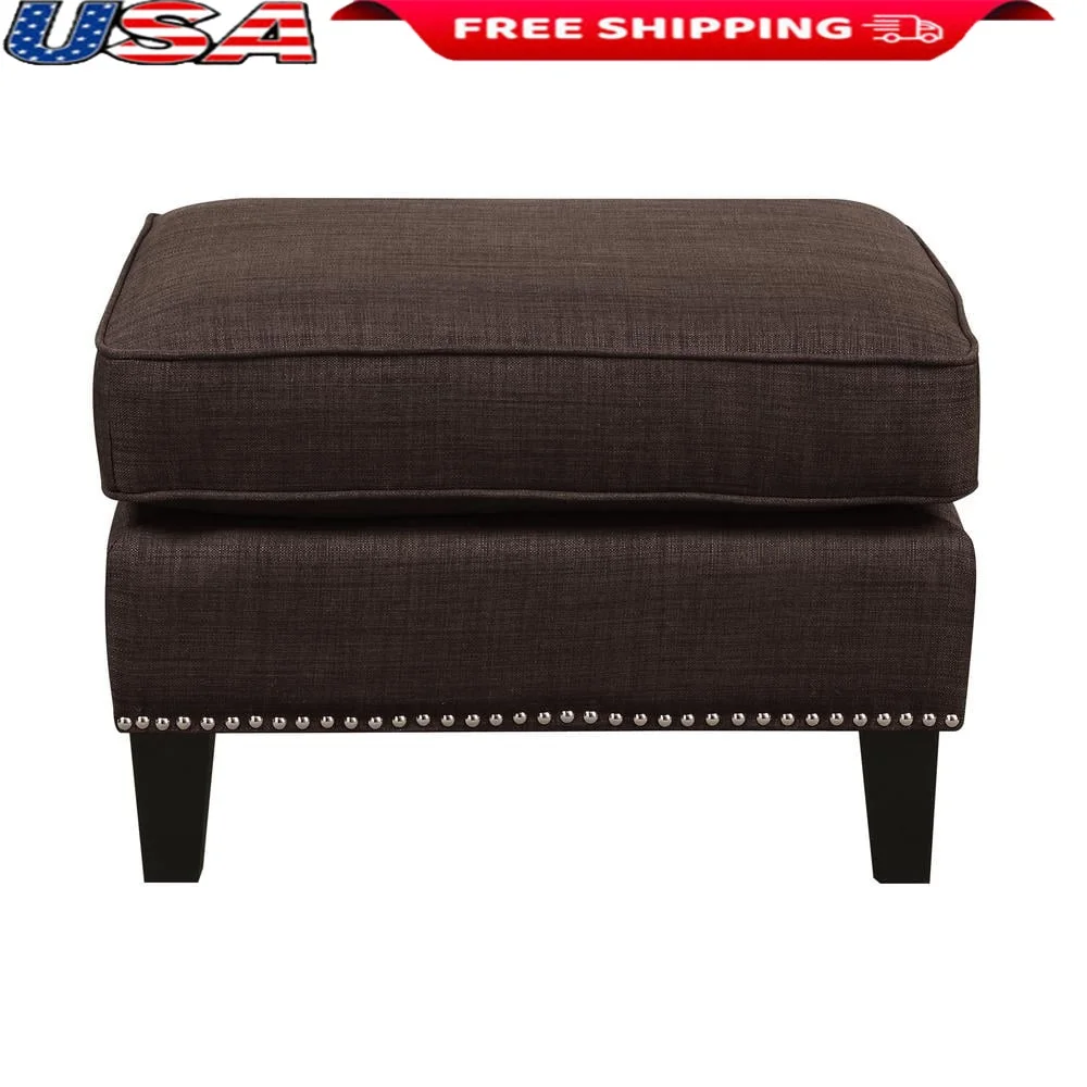 

Современный наждачный пуфик с отделкой головки гвоздя. Стильные деревянные ножки для эспрессо с низкой спинкой. Прямоугольник с мягкой обивкой из пенопласта для хранения в помещении.