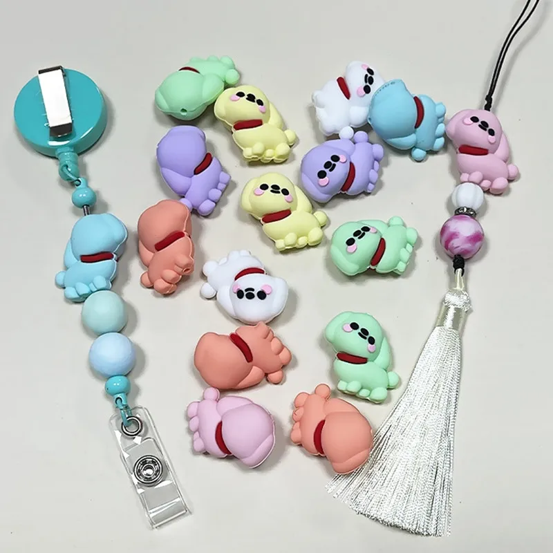 

20/50Pcs New 3D Dog Silicone Beads For Jewelry Making DIY Pen KeyChain Bracelet Necklace Accessories Animals Silicone Beads