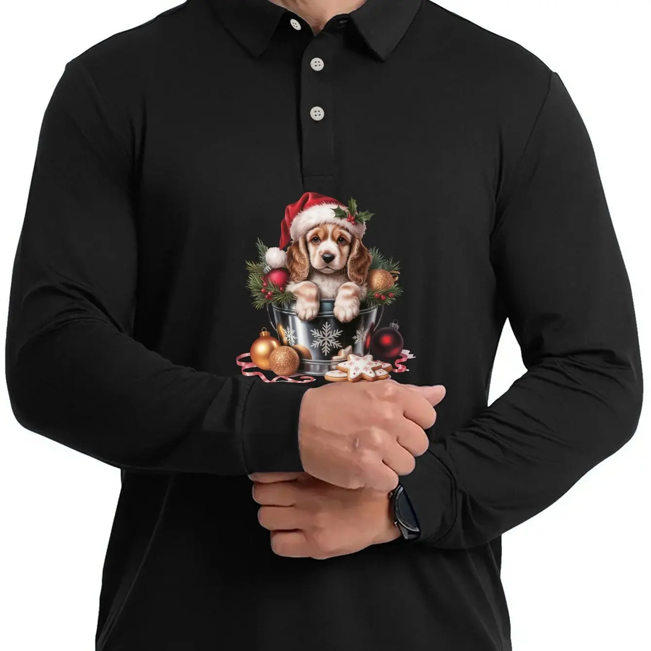 

Christmas Holiday Gift Men's Long Sleeved Polo Shirt Casual Fashion Business Casual Sport Top Autumn New X'mas Party Men Clothes