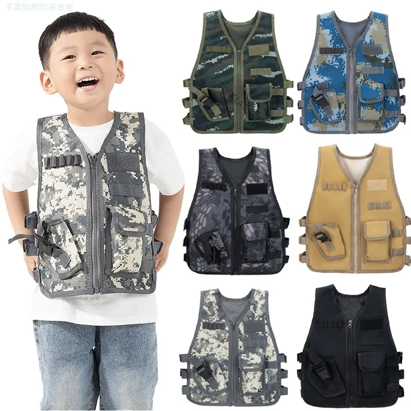 

Kids Camouflage Military Uniform For Boy Special Forces Combat Tactical Vest Girls Militar Cosplay Training Soldier Clothes