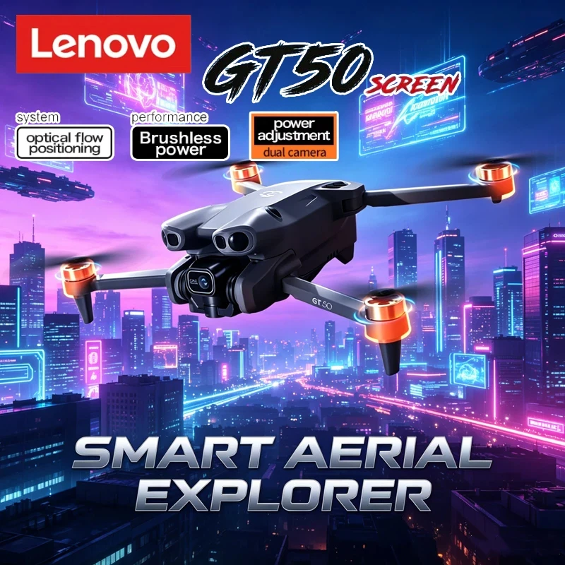 

Lenovo GT50 Drone: Obstacle Avoidance, HD Camera, Brushless, Large Screen Remote, Quadcopter Toy.