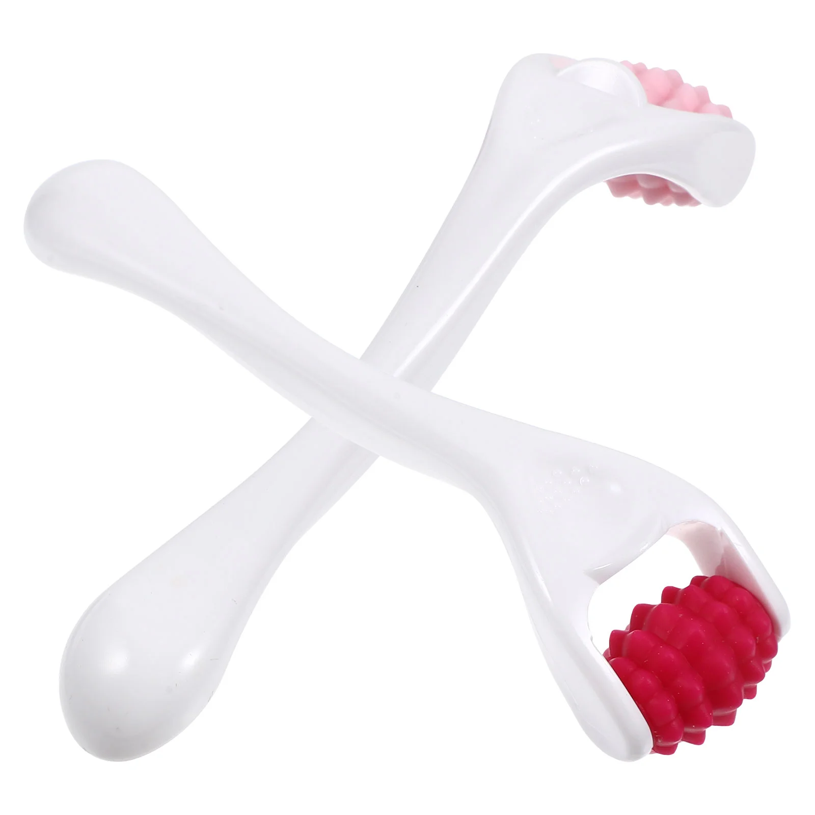 2 Pcs Massage Stick Face Roller Eye Silicone Cream Mini Facial Beauty 2pcs (pink + Rose Red) Neck Massager Silica Gel