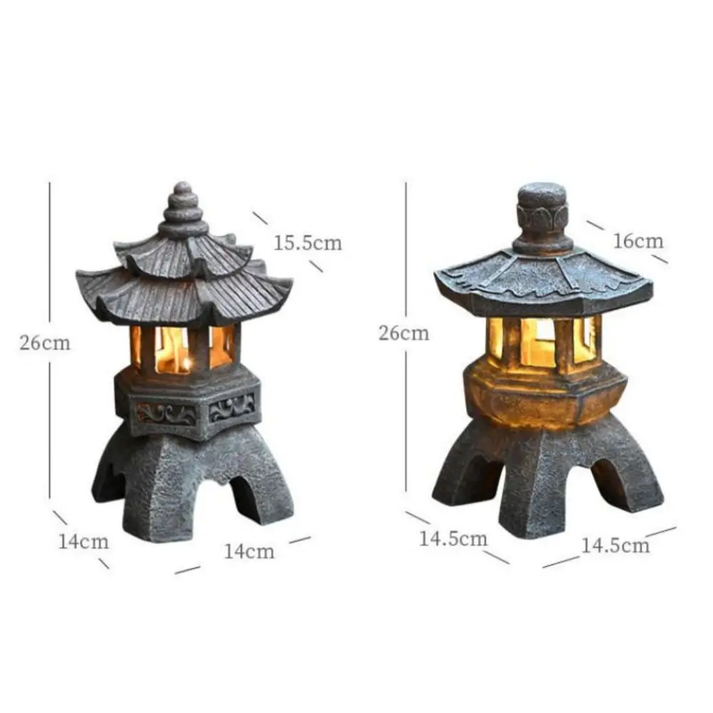Linterna Solar Pagoda para jardín, luces LED integradas, impermeable, a prueba de óxido, decoración Zen para Patio