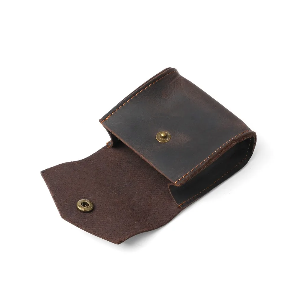 

Leather Pocket Coin Case Change Holder Squeeze Coin Purses Housekeeper Earphone Key Storage Pouch Mini Pocket Wallet Cowhide