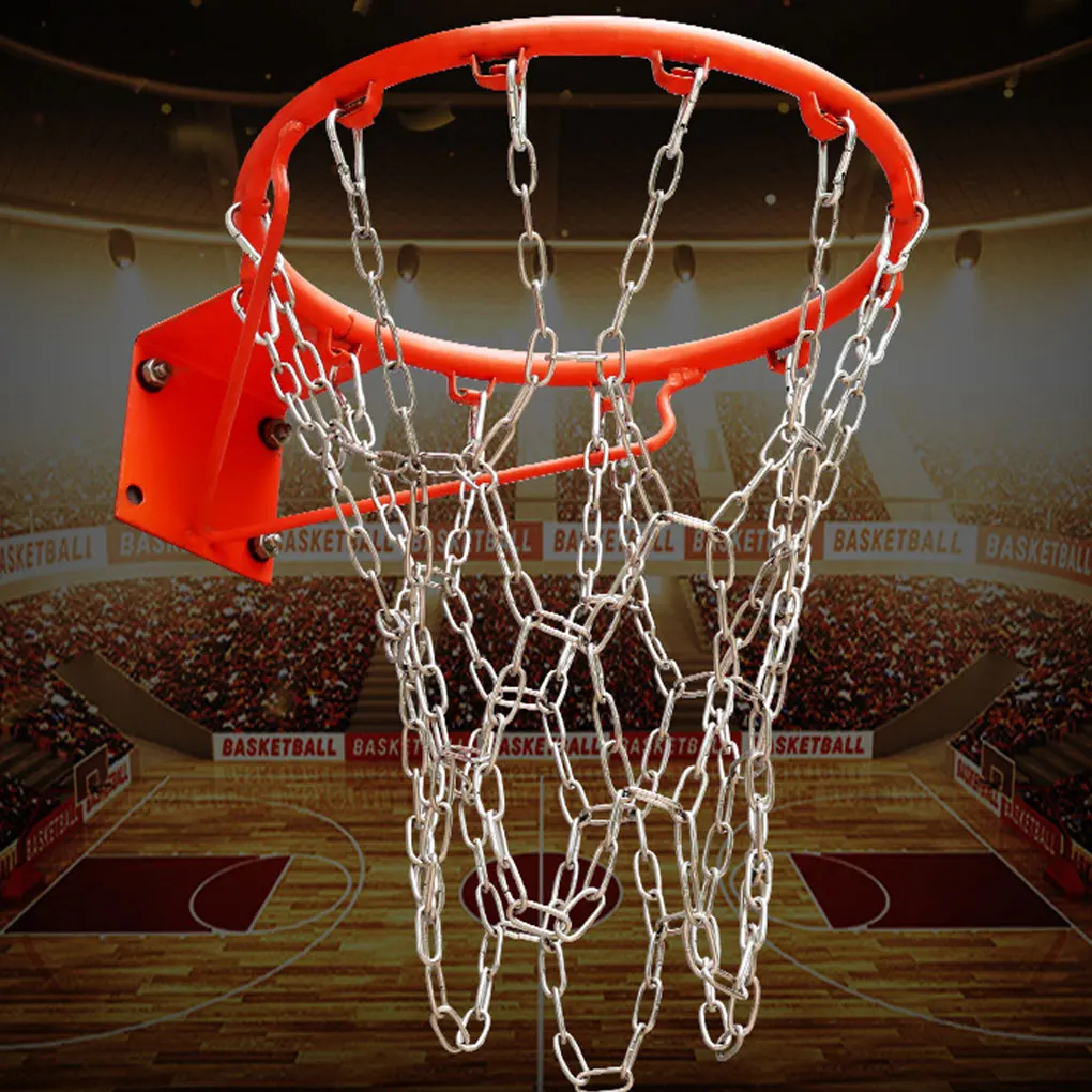 Красная баскетбольная сетка из нержавеющей стали подходит для всех уровней игроков. Прочная и долговечная.
