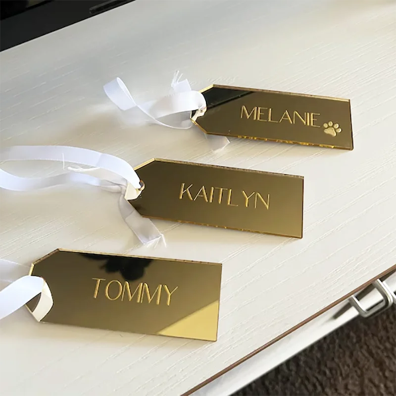 Personalisiertes verspiegeltes Strumpf-Namensschild für Kinder, Jungen, Mädchen, Haustier, graviertes Weihnachtsstrumpf-Tag, Weihnachtsbaum-Dekoration, Geschenk