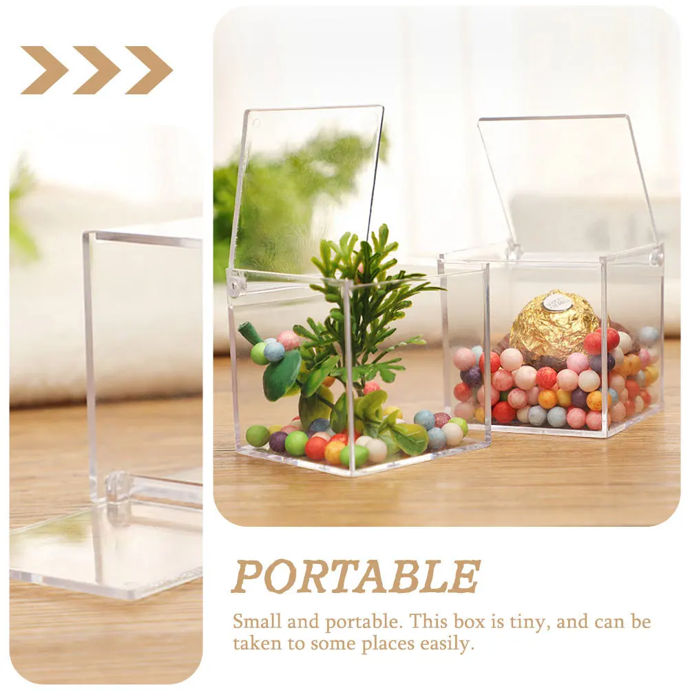 

6Pcs Candy Boxes Transparent Square Storage Cases Party Favor Containers Wedding Birthday Chocolate Gift Boxes