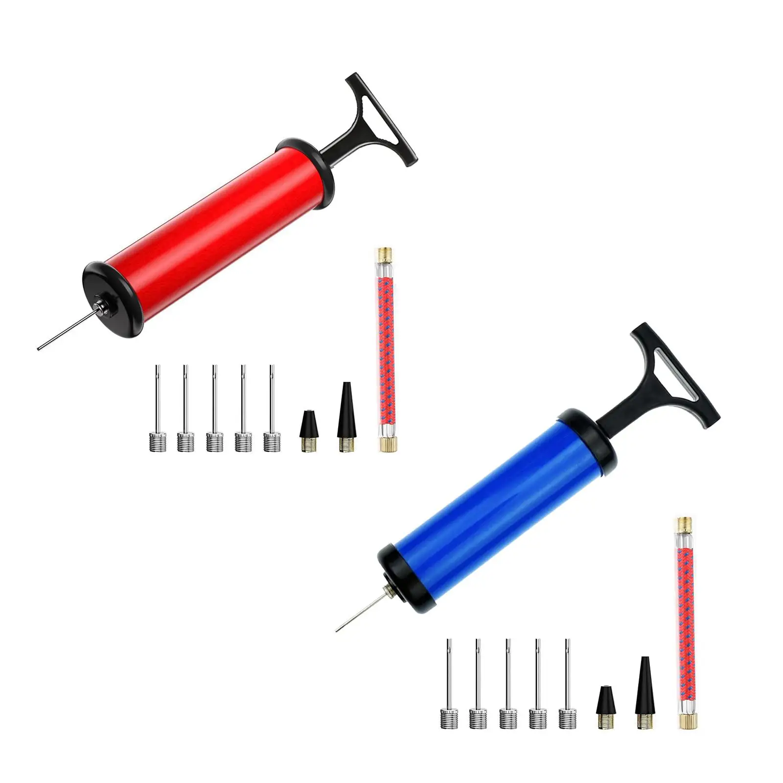 Ball Pump Set 20cm with Nozzle Extension Hose Repair with 5 Pins for Water Ball Volleyball Football Basketball Swim Inflatables