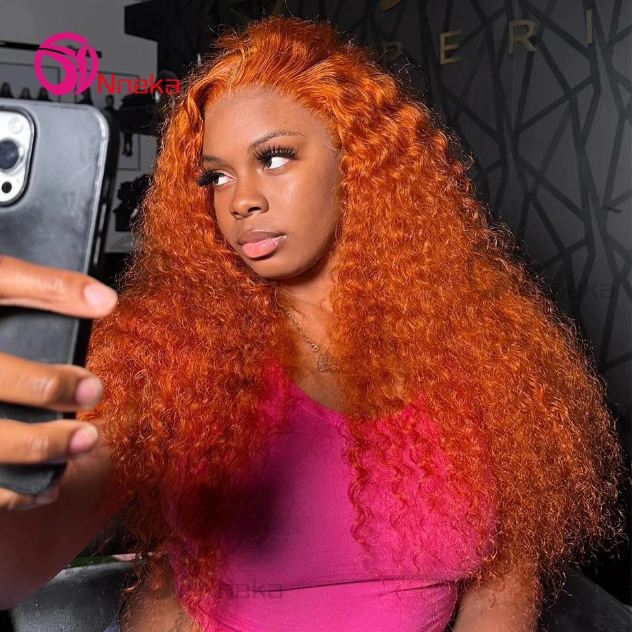 

Orange Ginger Human Hair Wig 30 Inch Water Wave Deep Wave 13x6 Hd Lace Frontal Wig 13x4 Colored Curly Human Hair Wigs For Women
