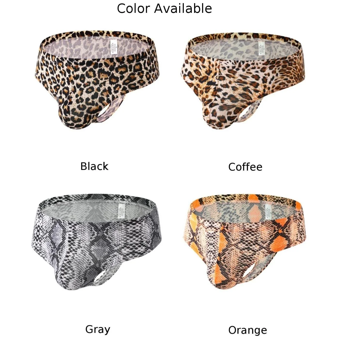 Sexy Men\'s Briefs Pouch Panties Elastic Lingerie Low Waist Underwear Hombre Leopard Breathable Underpants Ultra-Thin Knickers