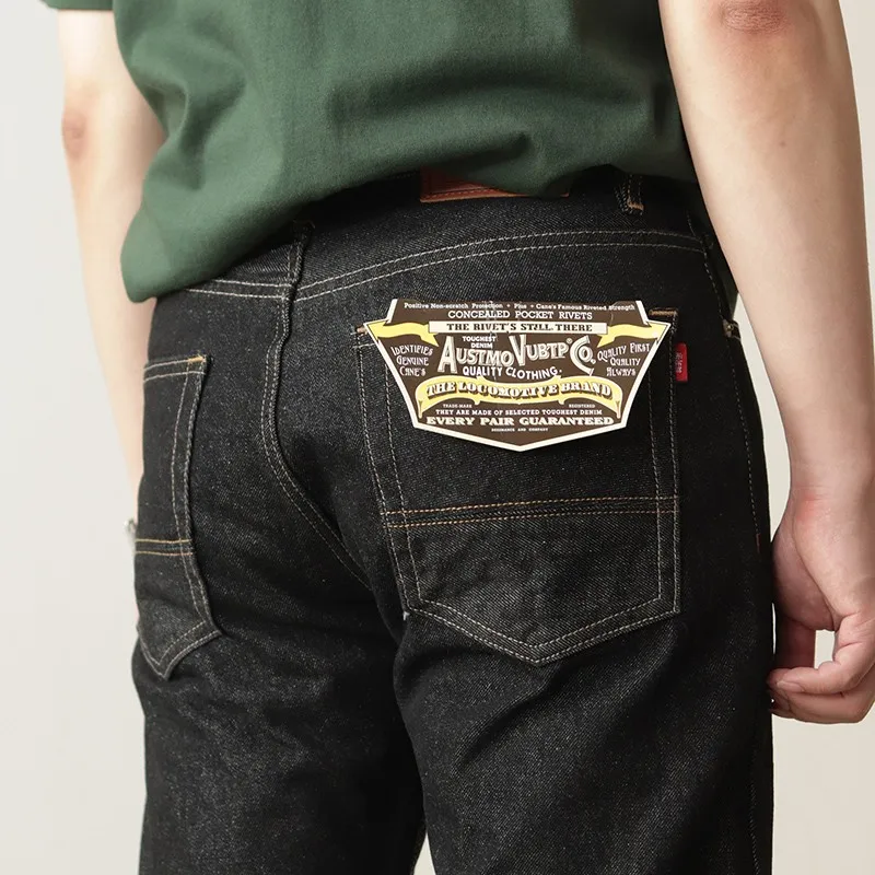 

Мужские потертые джинсы Yapher в стиле ретро, 13,5 унций, черные прямые джинсы с брюками на молнии YKK на осень-зиму