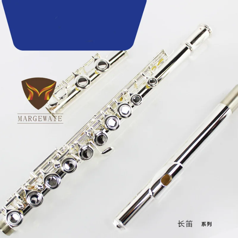 [Silver Flute] Silver-plated flute 16-hole closed-cell C-key flute, copper B-tail E key Silver flute