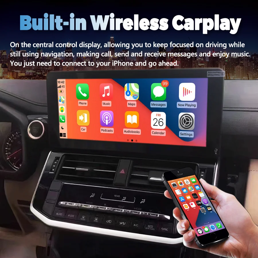 QLED Multimedia Player Android 14.0 CarPlay GPS Navigation WiFi Bluetooth Car Radio For Toyota Land Cruiser 300 LC300 2021 2022