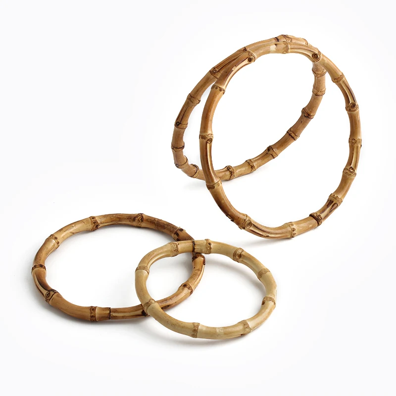 10/14/20PCS 8-25cm Natural Bamboo Bag Handles Handbag Round Ring Handle For Tote Purse Frames DIY Handmade Gift Box Accessories
