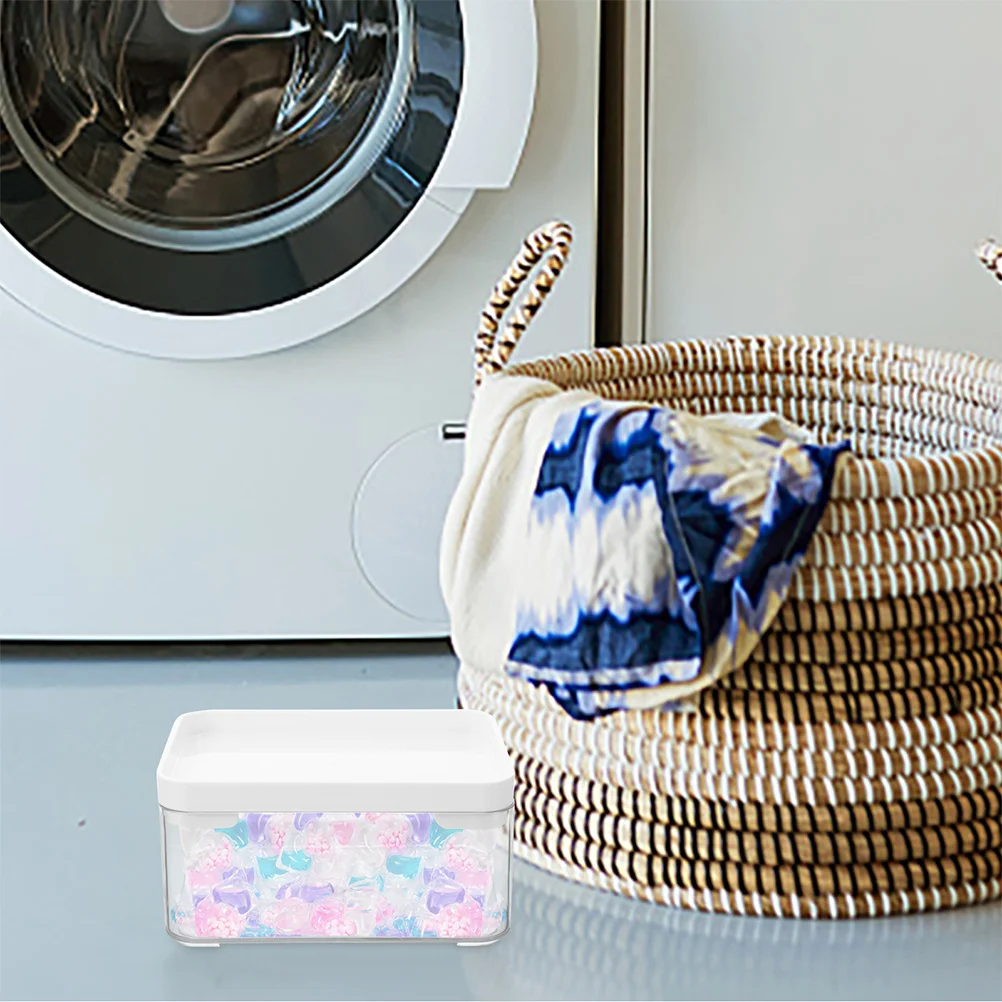 

2Pcs Clear Laundry Organizer Box Space Saving and Dryer Sheets Storage Container for Bathroom Laundry Room Organization